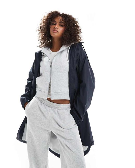 ASOS Blue Contrast Detail Rubberised Rain Parka