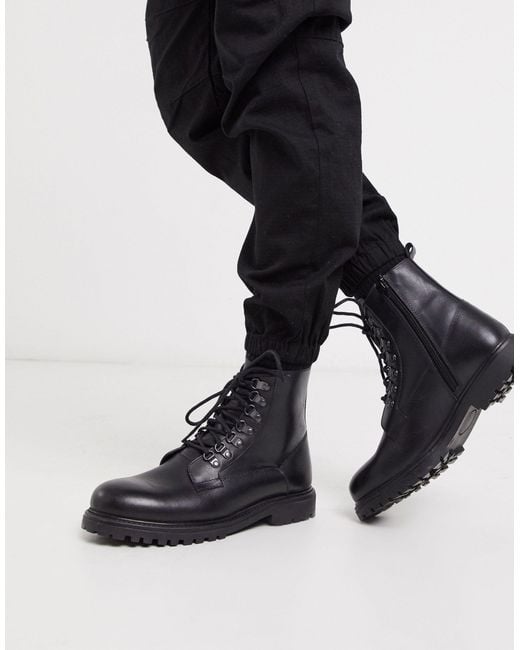 Bolongaro Trevor Black Chunky Leather Boots for men