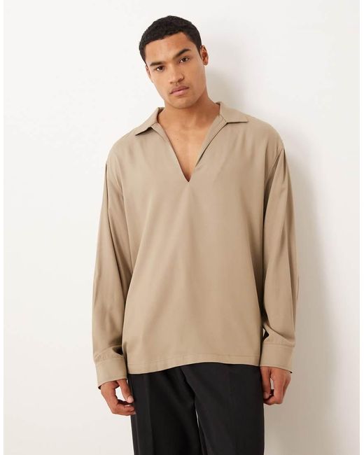 Camicia Vestibilità Comoda di ASOS in Natural da Uomo