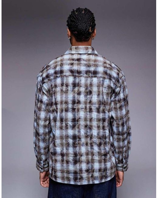 River Island Gray 'saint Palais' Check Shirt for men