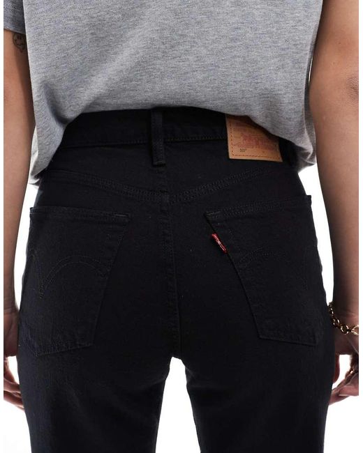 Levi's Black 501 High Rise Straight Leg Crop Jeans