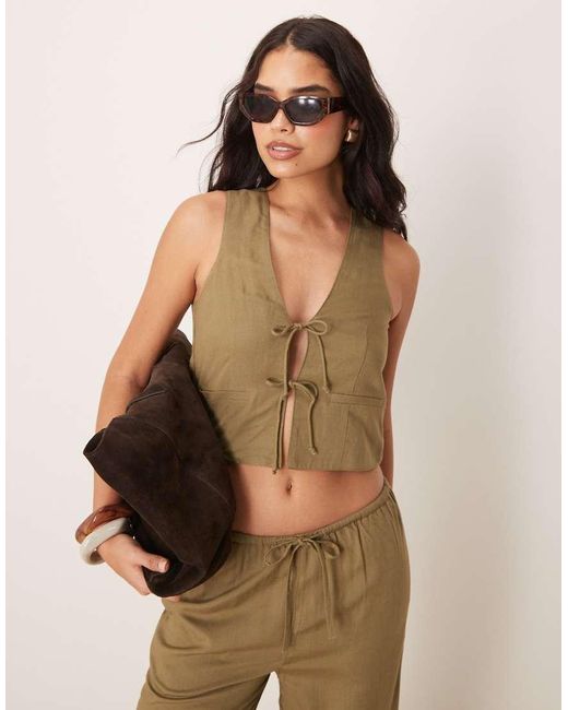 Iisla & Bird Brown Double Tie Beach Waist Coat Co-ord