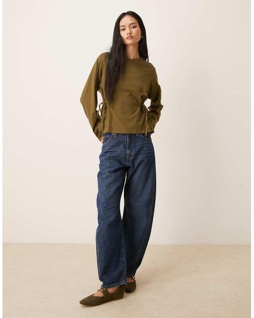 ASOS Green Tie Waisted Detail Long Sleeve Top