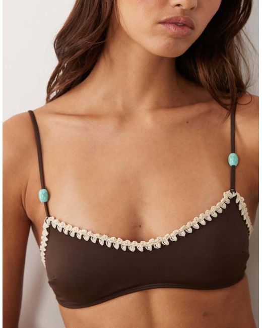 ASOS Brown Whitney Whip Cadiz Skinny Crop Bikini Top