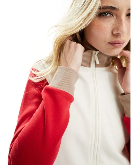 Cotton On White Cotton on – sportliche, bunte retro-trainingsjacke aus jersey mit reißverschluss und kontrast-design