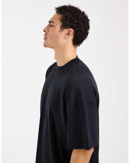 4505 Black Heavyweight Cotton Boxy Oversized Drop Shoulder T-shirt With Quick Dry Finish for men