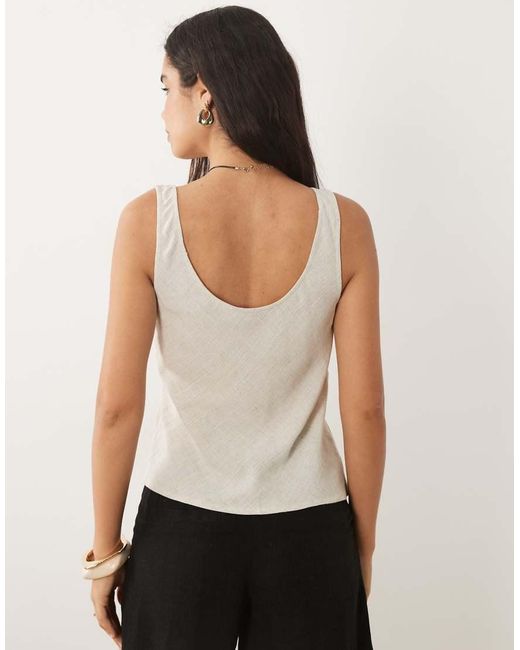 ASOS White Scoop Neck Linen Vest