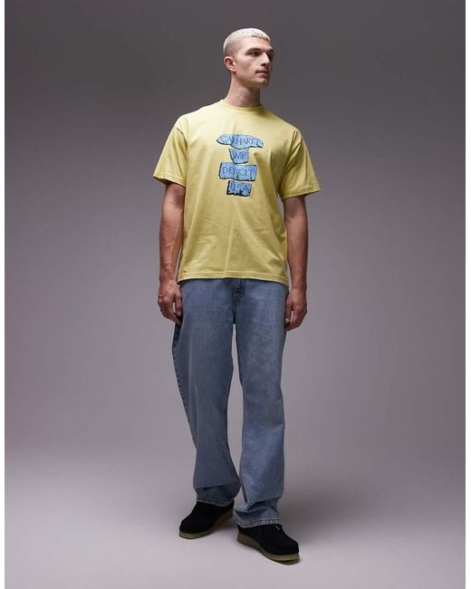 Camiseta Amarilla De Corte Suelto Con Motivo Estampado Arcan De Carhartt de hombre de color Gray