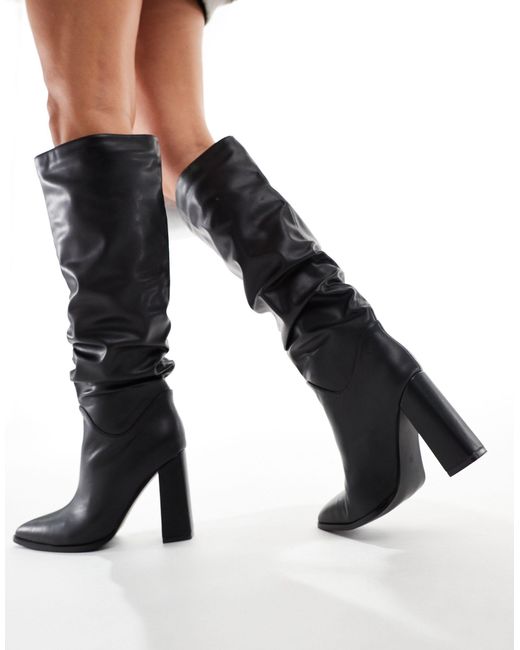 SIMMI Black Simmi London Wide Fit Jacques Rouched Knee Boot