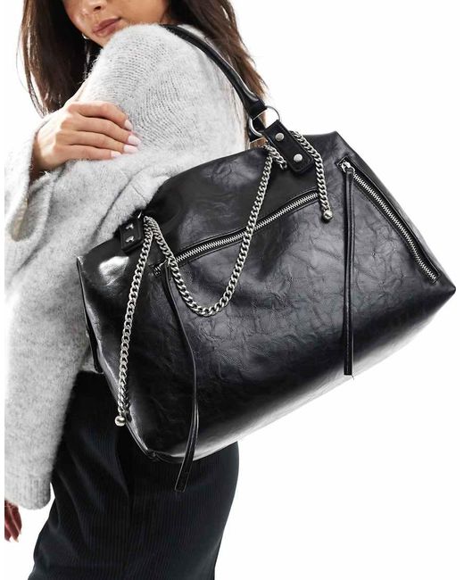 Bershka Black Chain Detail Shoulder Bag