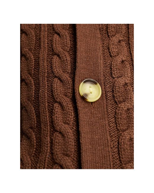 ASOS Cable Knit Cardigan in Brown for Men Lyst