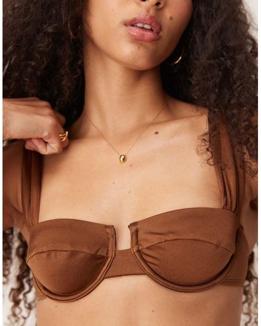 Free Society Brown Underwire Bikini Top