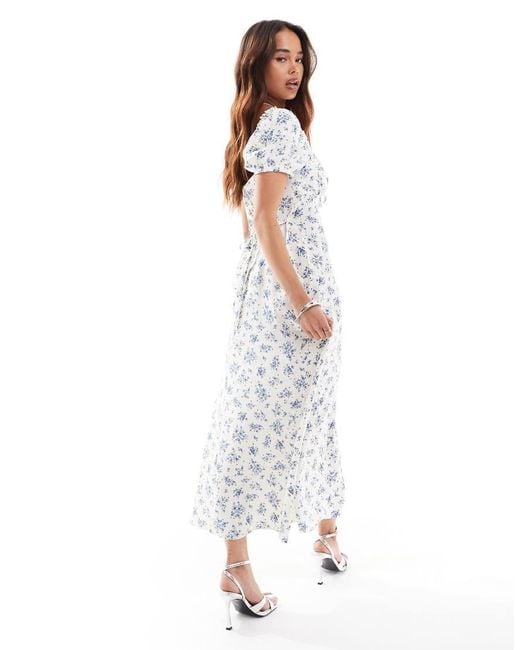 New Look White Floral Milkmaid Midi Dress