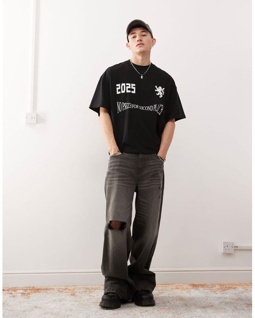 Collusion – kastiges t-shirt im skater-stil in Black für Herren