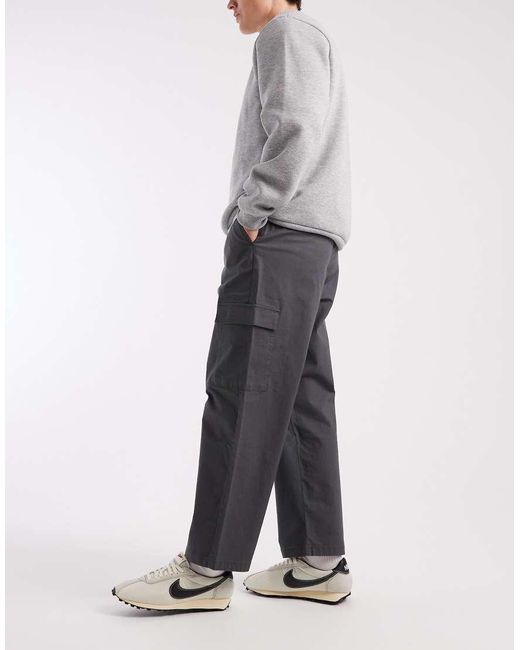 ASOS Gray Relaxed Tapered Pull On Cargos for men