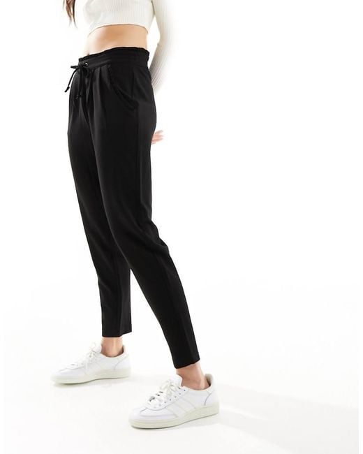 Jdy Slim-Fit Broek Met Ruches Aan De Tailleband in het Black