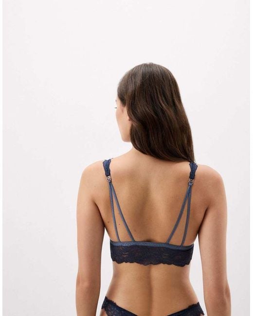 Intimissimi Blue Fanciful Flowers Triangle Bra