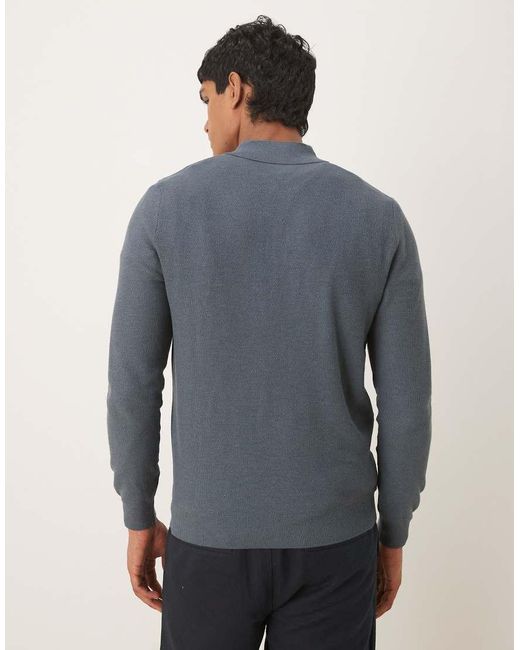 Polo A Maniche Lunghe di Mango in Blue da Uomo