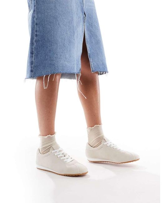 SEQWL White Drifter Lace Up Gum Sole Trainers