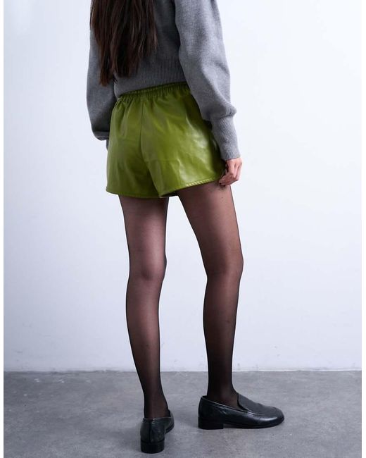 TOPSHOP White Faux Leather Running Shorts