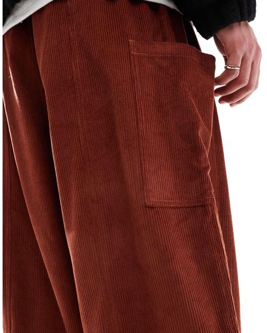 ASOS – weite oversize-hose aus cord in Red für Herren