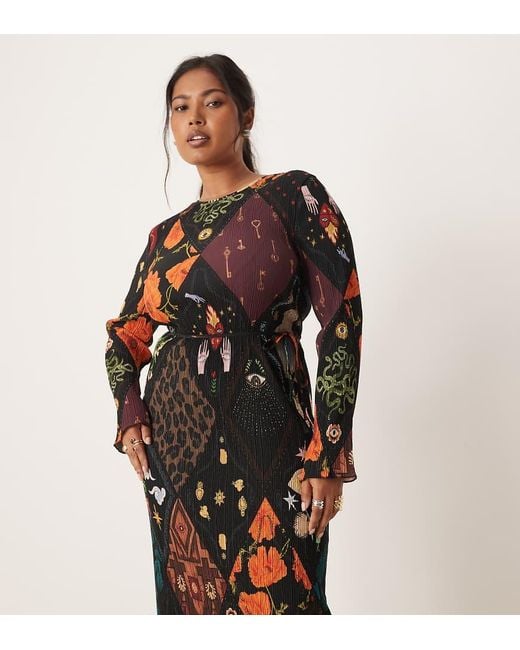 Never Fully Dressed Black Night Garden Plisse Midaxi Dress
