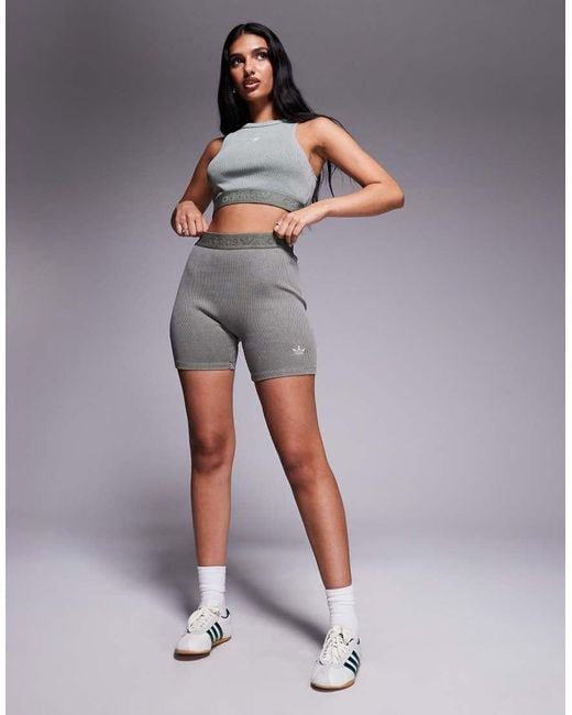 Adidas Originals Gray Ribbed Booty Shorts
