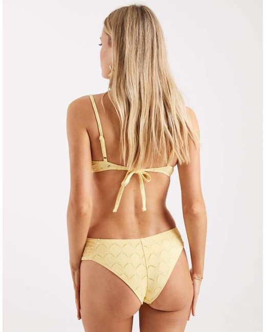 Lindex Natural Eyelet Ruched Side Bikini Bottoms
