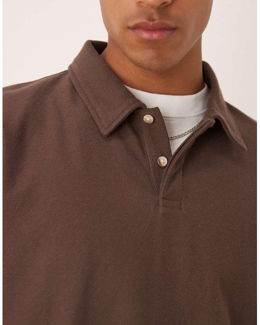 Polo Oversize Squadrata Con Fondo Elasticizzato di ASOS in Brown da Uomo
