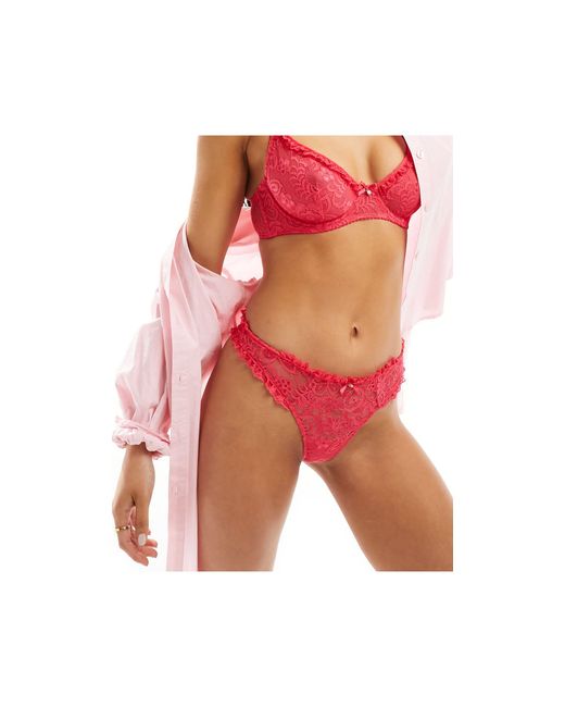 Cotton On Red Cotton On Butterfly Lace Thong Co-ord