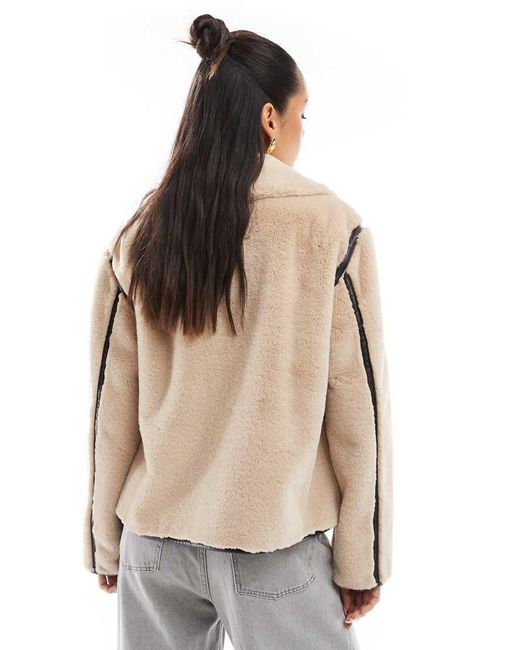 Threadbare Natural Faux Fur Button Up Jacket