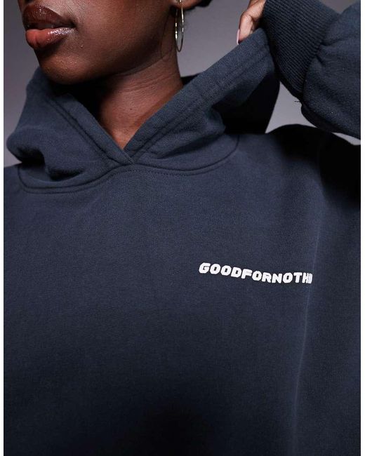 Good For Nothing Blue Vintage Wash Oversized Hoodie