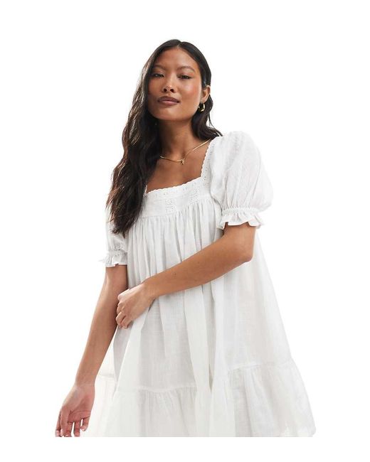Vestido De Corte Amplio De Voile De Miss Selfridge de color White