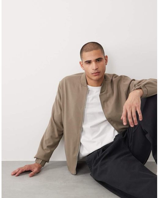 River Island Natural Bomber Jacket for men