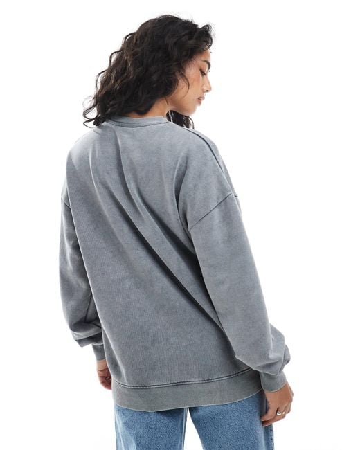 Daisy Street Blue Oversized Graphic Sweatshirt