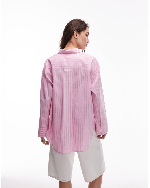 Tommy Hilfiger Pink – oversize-hemdbluse aus popeline