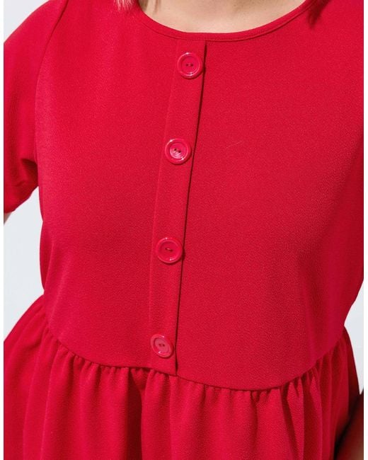 Yours Clothing Red Button Peplum Top