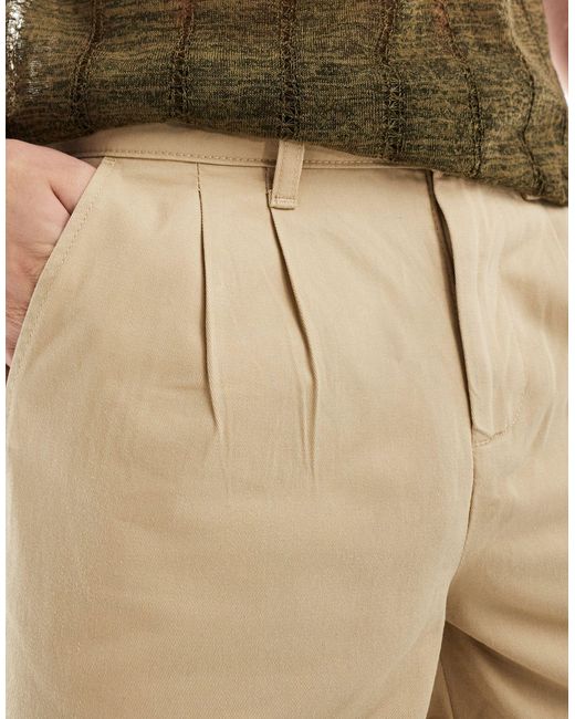 Short chino long à plis - beige ASOS pour homme en coloris Natural