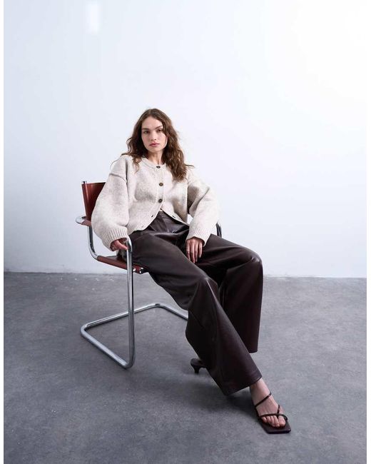 TOPSHOP Gray Knitted Exposed Seam Relaxed Cardigan