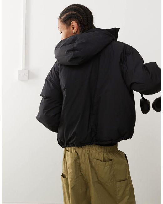 Weekday Black Floyd Bomber Puffer Coat for men