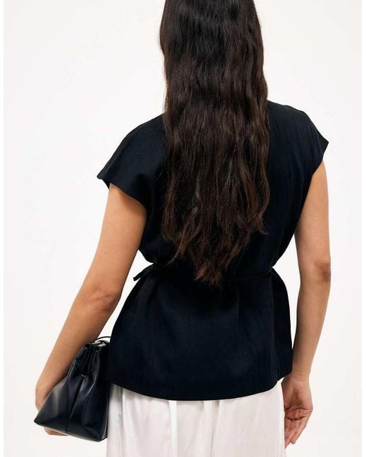 NA-KD Blue Belted Wrap Top