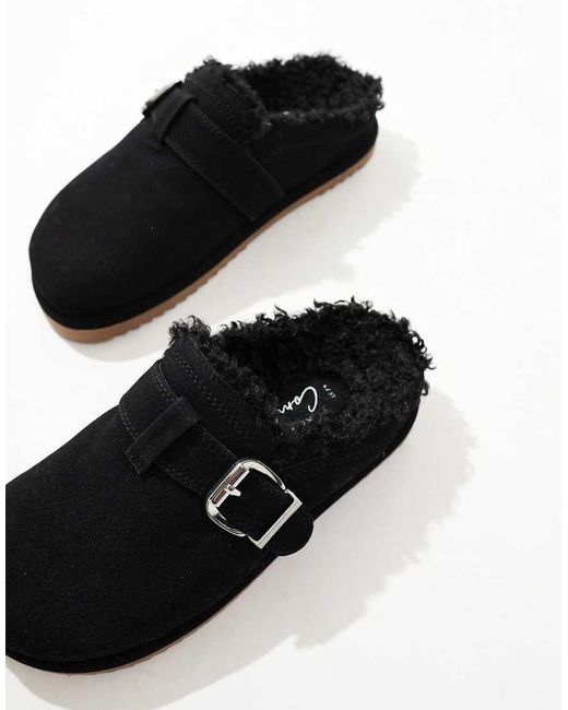 Zuecos Negros Con Forro De Piel De New Look de color Black
