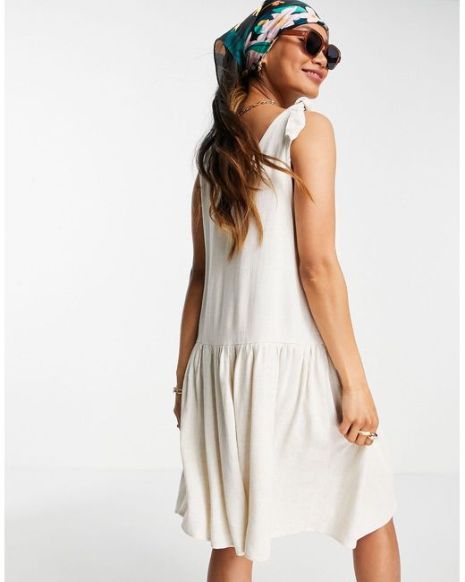 Robe Fluide Avec Col V Creme Synthetique Y A S En Coloris Blanc Lyst
