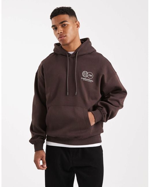 Only & Sons Brown Printed Hoodie for men