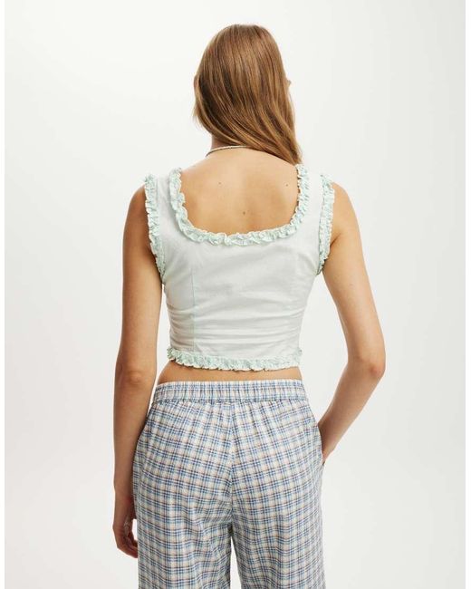 Cotton On Blue Emily Ruffle Top