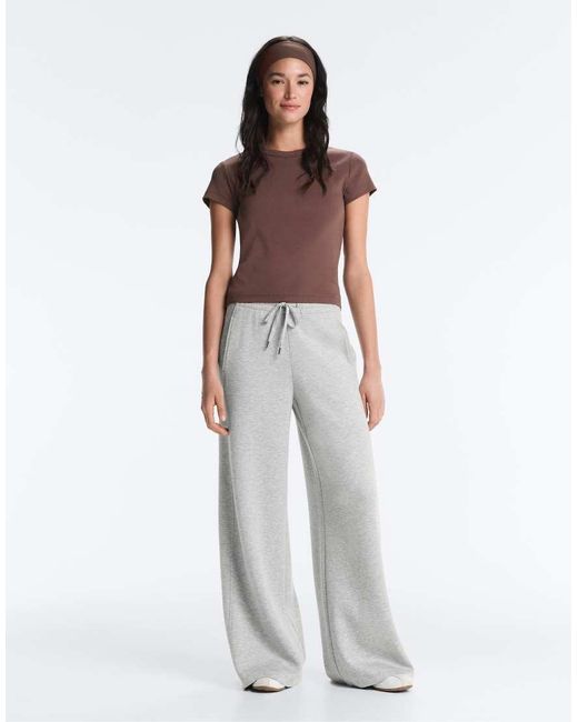 Oysho Brown Fitted Rib Cotton Blend T-Shirt