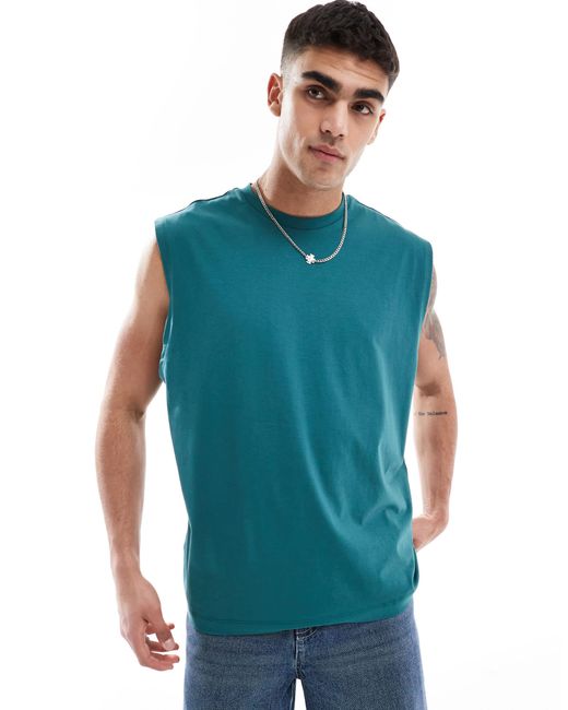 ASOS – basic-tanktop in Blue für Herren