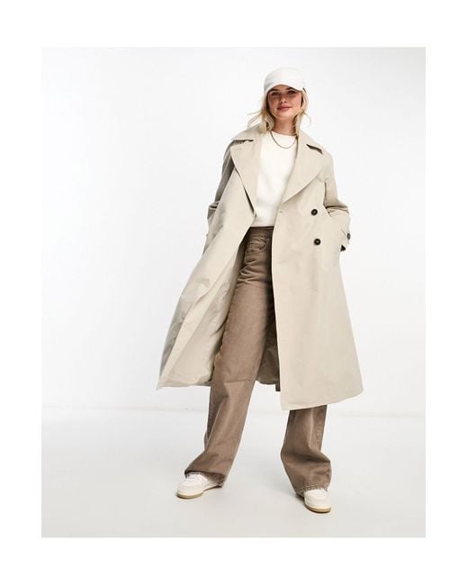Pull&Bear Natural Belted Oversized Trench Coat
