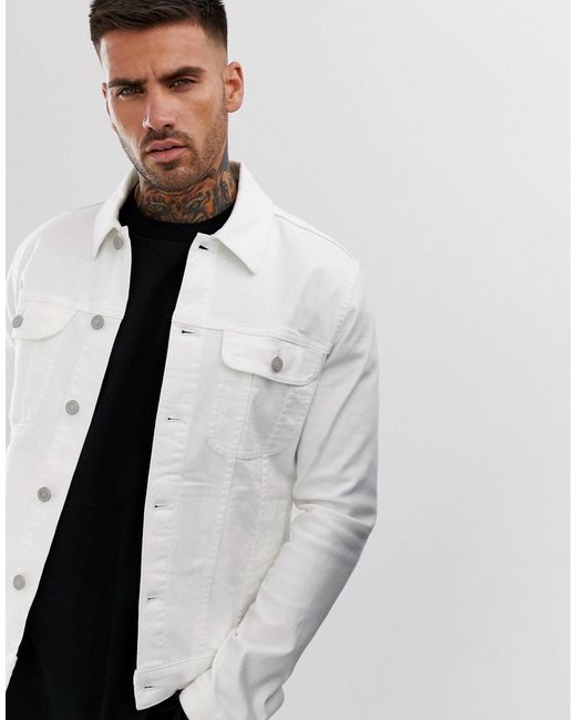 Giacca di jeans skinny stile western bianca da Uomo di ASOS in Bianco | Lyst