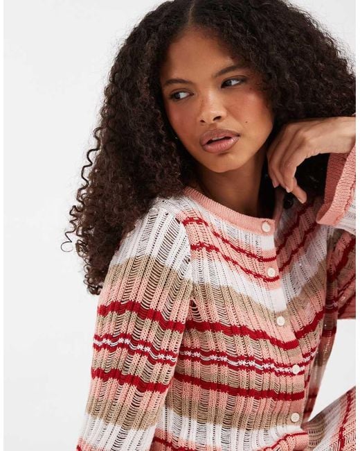 ASOS Red Knitted Ladder Stitch Cardigan Co-ord